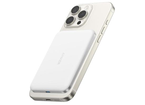Anker Nano Power Bank, Ultra-Slim 5,000mAh Magnetic Battery Pack, Qi2 Certified 15W Max Ultra-Fast MagSafe-Compatible Portable Charger, Ergonomic Design, For iPhone 16/15/14/13/12 - White